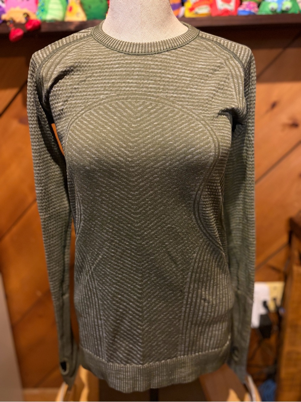 lululemon athletica Olive Green Long Sleeve Seamless Top